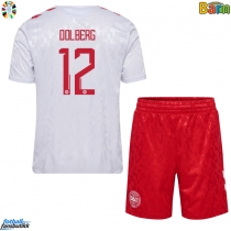 Danmark Kasper Dolberg #12 Bortedraktsett Barn EM 2024 Kortermet (+ Korte bukser)